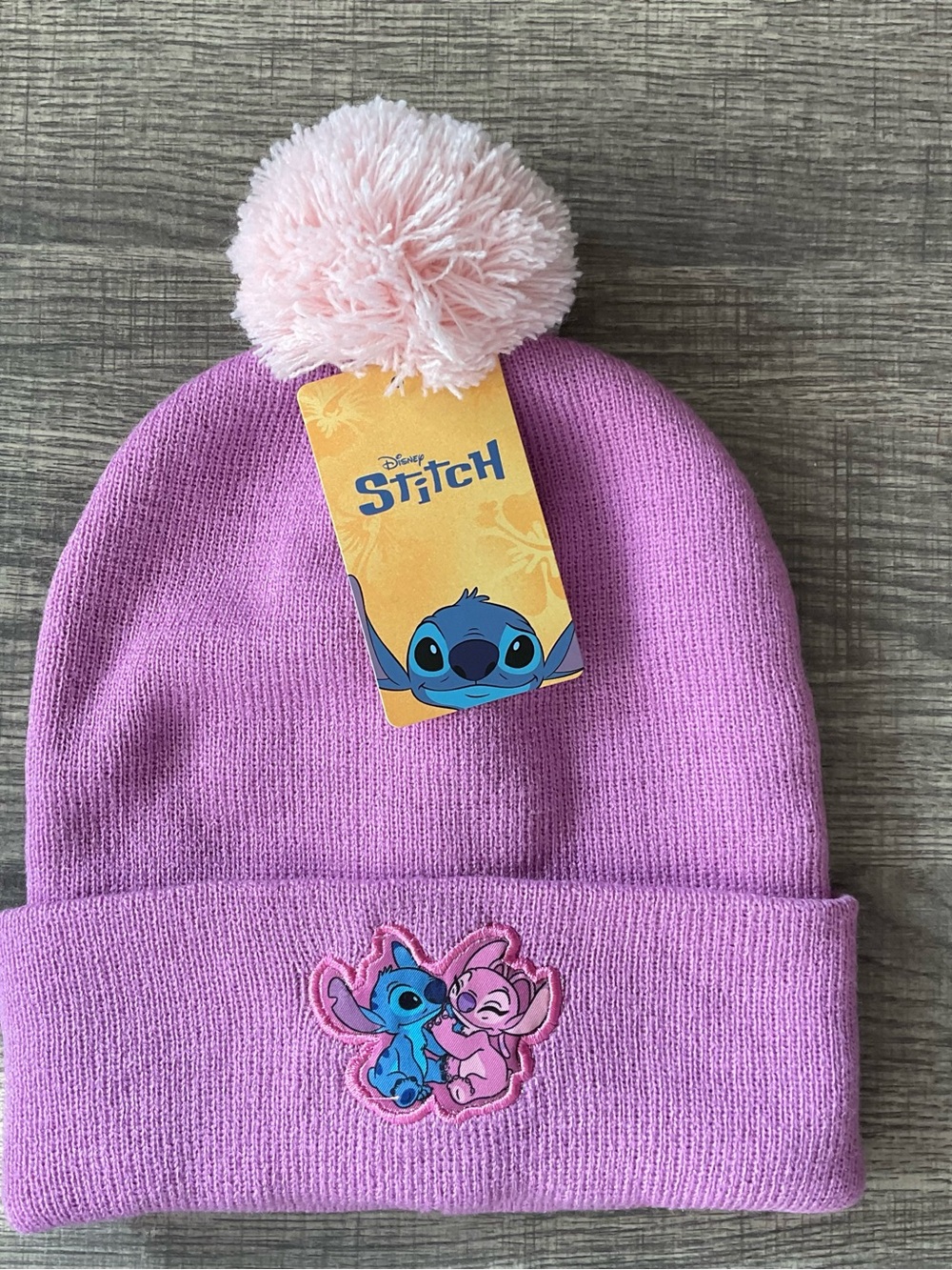 Disney Pink & Light Pink Stitch Pom Beanie